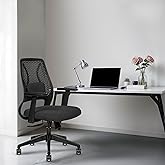 Amazon Brand - Solimo Nylon Hive Fly Medium Back Ergonomic Office Chair- Swivel Desk Chair with Adjustable Lumbar Support, Up