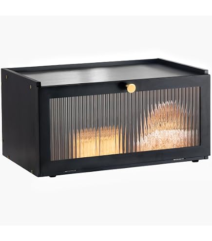 RIG-TIG Portapane BOX-IT Design Scandinavo: Contenitore Per Pane Con Coperchio In Bambù Tagliere, 23x23 Cm, Nero