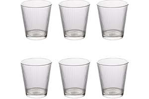 Villa d'Este Home Tivoli Juego de 6 vasos de agua de cristal, 350 ml, diseño de rayas, Nice