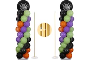 TEKXYZ Goldene Metall Ballonständer - Set aus 2, Verstellbare Säule Von 40CM bis 1,6M, Freie Kombination Für Ballonsäulenständer Auf Dem Tisch And Säulengleicher Ballonständer Für Den Boden