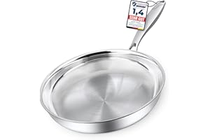 Morleos poêle en acier inoxydable 18/10 Ø 32cm | 5 couches - 3mm - 1,67 kg | Poêle en acier inoxydable pour induction | Lavable au lave-vaisselle et résistant au four jusqu'à 400°C