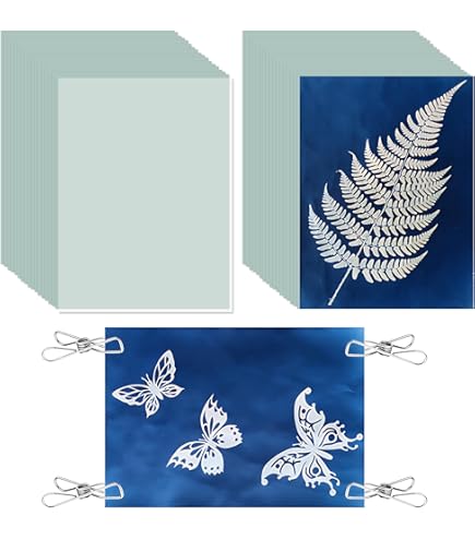 Zwfjcmsa 30 Vellen Print Papier, A4 A5 A6 Cyanotype Papier Kit met 3 stks Acryl Panel Gevoelige Solar Printing & Tekening Papier