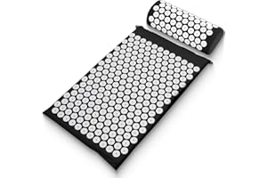 Sharper Image Ensemble de tapis et oreiller d'acupression - Tapis pour le dos pour points de pression et stimulation musculaire, tapis de pression portable avec sac de voyage, tapis d'acupression