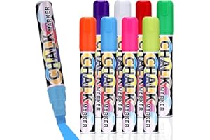 JIANTA Penne a Gesso Liquido Jumbo, 8 Colori Gessetti Lavabili per Finestra con Punte Spesse 10mm, Grandi Pennarelli per Lavagna, Pennarelli per Finestra per Vetro