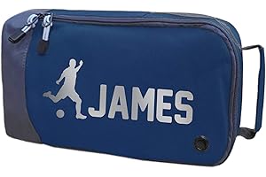 ABSOLUTELY TOP Childrens Football Boot Bag Boys Girls Footy Gift Customised Rugby Sports Shoe Bag Any Name (Midnight Navy Bag/Silver Print)