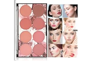 Beteligir 8 Farben Face Blush Palette Matte Shimmer Professional Natural Long Lasting Lightweight Portable Foundation Contour Highlight Pressed Powder Makeup Palette for Women Girls (01)