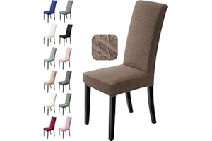 BALLADHOME Housse de Chaise 4 Pièces Housses de chaise de salle à manger Extensible Couverture de Chaise Universel Lavable Amovible Slipcover pour Salle à Manger Bureau Hôtel Mariage (4 Pièces,Marron)-L