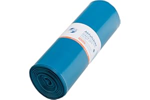 PREMIUM PLUS DEISS Bolsas de Basura Profesionales 120L – 25 Unidades – Azul, Alta Resistencia – Saco de Polietileno para Uso Comercial, Industrial o Doméstico