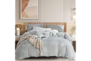 Gezu Biancheria da letto invernale soffice da 200 x 200 cm, in morbido pile Nicky Teddy Fluffy, peluche e federa, 80 x 80 cm, set di biancheria da letto double-face, con chiusura lampo