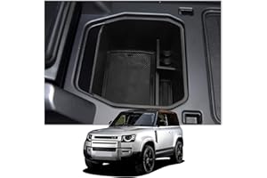 SXCY per Land Rover Defender 90 110 2020-2023 2024 Portaoggetti Bracciolo, Contenitore Centrale Organizer Scatola di Immagazzinaggio con tappetino antiscivolo Accessori Defender 90 110 (Nero)