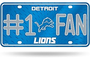 Rico Industries NFL Detroit Lions #1 Fan Metal License Plate Tag