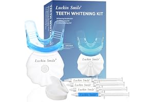 ‎LUCKIN SMILE Zahnaufhellung, Professionelle Teeth Whitening Kit mit 3 Bleaching Zähne Gel 1 Beruhigendes Gel und 5X LED Zähne Aufhellen Licht, Zahnbleaching Set für Weiße Zähne (White)