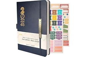 YOUZHIZHE Academic Diary 2024-2025 - 18 Month Diary 2024 2025 A5 Week to view from Jul. 2024 to Dec.2025, Weekly & Monthly Planner with Monthly Tab, Inner Pocket