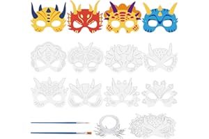 Landifor 24 Stück Dinosaurier Maske zum Ausmalen Kinder Dinosmasken Bastelsets diy Dino Papiermaske für Karneval Weihnachten Kindergeburtstag Dinosaurierparty Mitgebsel