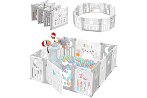 Dripex Baby Playpen for Baby and Toddlers, Foldable Play Pen with Customized Shape Plastic Playpen, Sturdy Babies Fence and Activity Centre Folding Large Pen Play Area for Indoor Outdoor(150x150cm)
