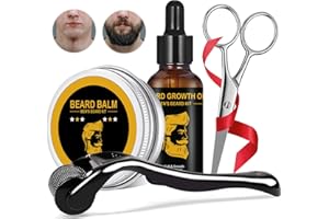 LureLuxe Bartpflege Set für Männer mit Bartroller 0,25mm, Bartöl, Bartbalsam und Bartschere zur Förderung des Bartwuchses
