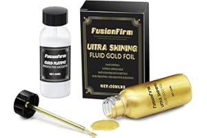 FUSIONFIRM Set Pittura Foglia Oro Liquida - schnell trocknende Flüssigvergoldung. Geeignet für DIY-Projekte, Heimdekoration, Malerei Harz, Keramik Rand Vergoldung