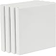 Amazon Brand - Solimo Medium Grain Cotton Stretched Canvas with Wooden Frame, 6 x 6 inch, Set of 4
