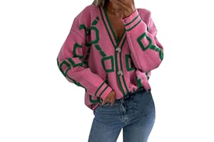 GENERIC Strickpullover Damen knöpfen Struktur V-Ausschnitt Cardigan Herbst Winter Warm Bequem Pullover Casual Mode Strickjacke Lose Elegant Jacke Knopf Kurz Gestrickt Shirt Strickmantel