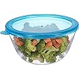 Amazon Brand - Solimo Borosilicate Glass Mixing and Serving Bowl with Lid, 1100 ml, 1 Piece, Transparent