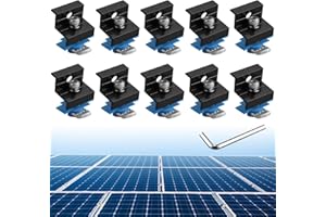 Anbte 10pcs Solar Panel End Clamp for Standard Unistrut, Aluminum 30mm/35mm Solar Panel Brackets with Nuts Bolts, Solar Panel Mounting Kit for Metal Roof, Tin Roof, Flat Roof, Sheet Roof, Black