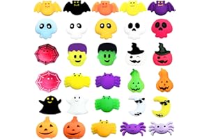 POPOYU 30Pcs Halloween Mochi Squishy Toys,Halloween Mini Kawaii Moji,Halloween.Squeeze Soft Fidget Toys Include Pumpkin Bats Spider for HalloweenParty Bags Fillers Girls Boys Kids Treats Party Favors Gifts