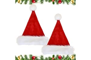 Finsink 4er Pack Weihnachtsmützen für Erwachsene - Rote Weiße Weihnachtsmann Mütze & Nikolausmütze mit Flauschigem Bommel - Festliche Partyhüte für Familienfeiern, Weihnachtsfest & Geschenkideen