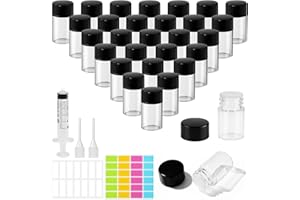 MirraSwit 30 Stück 2ml Probe Transparent Leere Glasflaschen, Mini Flasche Leer für Ätherische Öle, Tropfflasche Mini Glasflaschen mit Tropfer, Spritzen, Etiketten für Ätherisches Öl, Massage, Parfüm
