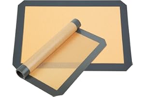 Haquno Silicone Set of 2 Non-Slip Washable Reusable Baking Tray, Heat-Resistant Cooking Bakeware Mat, BPA Free (Gray), Silica Gel, Grey