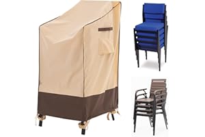 F&J Outdoors Housse pour chaises empilables de jardin, imperméable, pour chaises de salle à manger d'extérieur, housse de chaise Adirondack, 69x86x76/104cm, beige