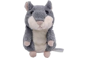 Qwifyu Talking Hamster, Interactive Stuffed Plush Animal Talking Toy Cute Sound Effects with Repeats Your Said Voice, Best Buddy for Kids Gift Age 3+ (Gray)