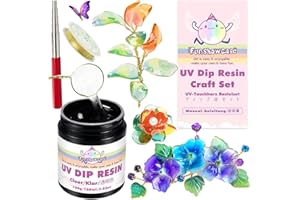 FUNSHOWCASE UV Dip Resin for Wire Shapes, Wire Art Low Odor Handmade Set, Transparent UV Dip Resin-100ml, 4mm(0.15inches) Copper Wire Roll 7m(22.9fts), Winding Rod Size 5mm-9mm(0.19-0.35inches)