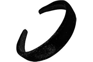 2.5cm Black Lightly Padded Plush Short Pile Velvet Headband Alice Band Hair Band for Women Girls by Glitz4Girlz