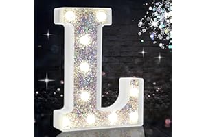 HEYCOLOR Warmtonige LED-Dekobuchstaben Silber beleuchtete Buchstaben eignen sich perfekt für die Beleuchtung Ihrer Partys, Geburtstage, Hochzeiten, Jubiläen und Schlafzimmer. Buchstabe L