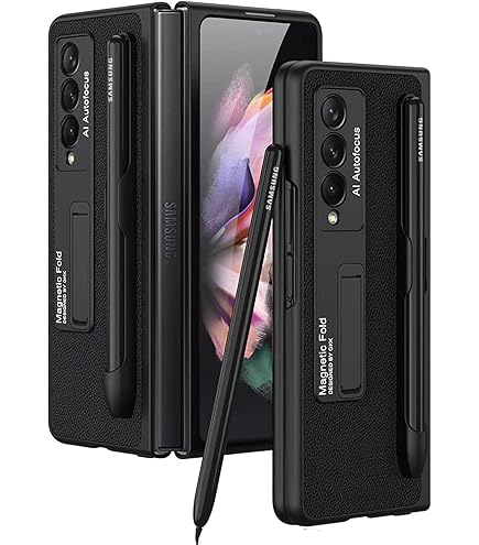 Kapa Leather Case for Samsung Galaxy Z Fold 3, Inbuilt Stand