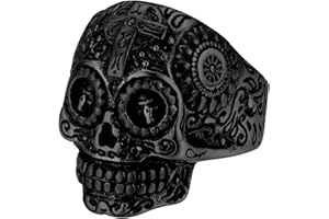 GOLDCHIC JEWELRY Anello Uomo con sigillo anello teschio/denti di demone in acciaio inossidabile/oro/nero, stile gotico, punk