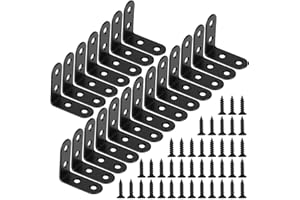 MENGH-SHOP Winkelverbinder 90 Grad Winkel Klammern L-form Rechtwinkliges Edelstahl Ecke Klammer Möbel Angle Brackets mit Screws für Tabelle Stuhl Bücherregal 40 * 40mm Schwarz 20 Stücke