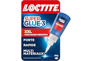 Loctite - Super Glue-3 XXL (1 flacon de 20 g) – Colle forte grand format pour usages fréquents – Colle liquide à séchage immédiat – Solution adhésive transparente multi-matériaux