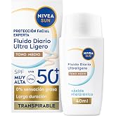 NIVEA SUN Daily Color Fluid SPF 50+ 40ml, Face Sunscreen with Hyaluronic Acid, Licoccal A and Niacinamide, Ultra Light Face S