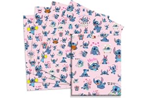 LGUZAKO 5Pack Stitch Gift Wrapping Paper, 50x70cm Kraft Paper Durable Stitch Gift Wrap Pack for Kids Birthday Christmas (Pink)