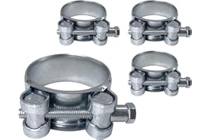 DIFORMA Paquete de 4 abrazaderas de tubo reforzadas fuertes de 44 a 47 mm, abrazaderas de manguera de tubo de acero galvanizado (4 piezas, 44 a 47 mm)