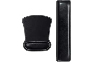 Cacoy Ergonomico in pelle PU Poggiapolsi per Tastiera e Tappetino per Mouse con Poggiapolsi per Computer Portatile da Ufficio (Nero)