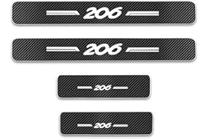 YUPACK 4 Pièces Protection Seuil de Porte de Voiture pour Peu-geot 206, Autocollants de Protection de Seuil de Porte de Fibre de Carbone, Plinthes pour Auto Accessoires,White