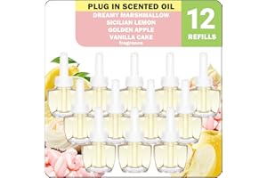 SCENTORINI Napełniacz flakonu olejku zapachowego, kompatybilny z wtyczkami zapachowymi Air Wick i Glade, 12 x 19 ml, marzycielski marshmallow, sycylijska cytryna, złote jabłko, ciasto waniliowe