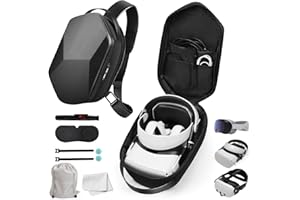 PECOOVR Fashion Hard Carrying Case for Quest 3/Quest 2/PS VR2/Pico 4/Pico 3, Expandable Capacity Compatible with KIWI/BOBOVR/YOGES Elite Head Strap, Travel Crossbody Bag Shoulder Backpack