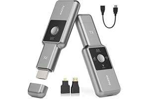 ACEELE 1080P@60Hz Wireless HDMI Transmisor y Receptor, Wireless HDMI Sender Extender con Pantalla LCD, 2 Modos & 2.4G/5.8G &165ft Rango, para PC/Ordenador portátil/TV/HDTV/TV Box (No Necesita App/Bluetooth)