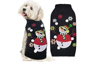 ABRRLO Dog Christmas Jumper Outfits Black Snowman Ugly Xmas Pet Sweater Puppy Cat Holiday Costume New Year Clothes Gift for Small Medium Large Dogs (Black Snowman,XL)