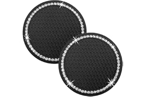 MUALADY 2PCS Car Cup Coasters, Non-Slip Universal Cute Car Coasters for Cup Holder, Car Cup Holder Insert 2.75 Inches Bling Rhinestone Black Car Essentials Accessories for Women and Men