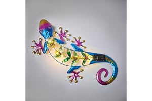 Coopers of Stortford Wall Gecko Garden Decoration Ornament Solar-Power Summer Outdoor Eye-catching LED Light Up At Night No Electricity 56cm