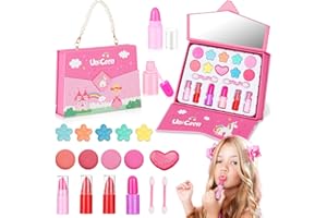 Nabance Maquillaje para Niñas, Lavable Set de Maquillaje, Seguro y No Tóxico Maletin Maquillaje Niñas, Kit de Maquillaje Niñas con Asas de Perlas, Regalo de Cumpleaños y Navidad para Niñas 3+ Años